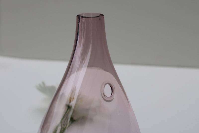hand blown amethyst glass bubble wall pocket, ivy vase for propagating plant cuttings