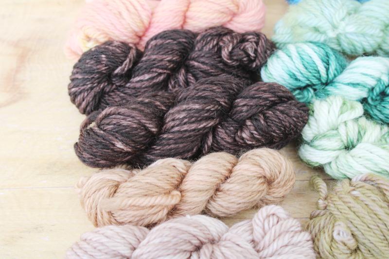 hand dyed wool yarn mini skeins for embroidery thread, knitting, crochet