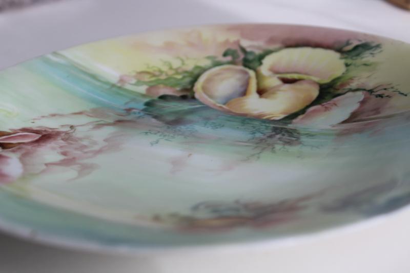hand painted beach seashells plate, 1920s vintage Limoges china, signed