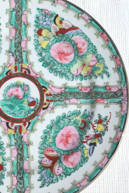 hand painted porcelain plates famille rose medallion vintage Hong Kong china