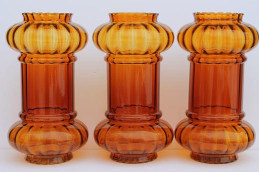 hand-blown glass lantern globes, 60s vintage amber glass hanging lamp light shades