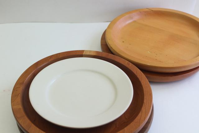 handcrafted rustic natural wood charger plate trays or primitive early style trenchers