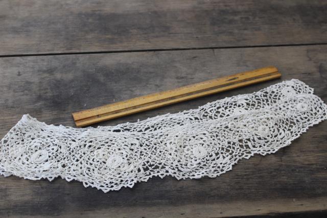 handmade Irish crochet lace, antique vintage lace collars heirloom sewing trim lot