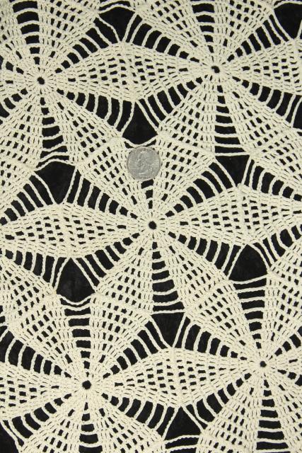 handmade crochet lace bedspread w/ star pattern, shabby vintage chic