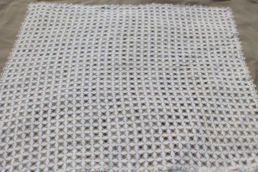handmade crochet lace tablecloth, 1940s vintage star pattern cotton thread crochet cloth