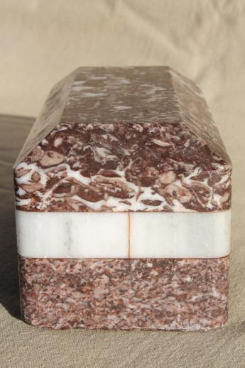 handmade red granite / white marble stone 'brick' doorstop or garden marker