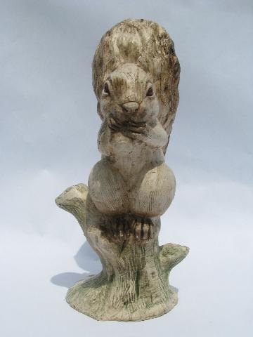 handmade vintage pressed wood composition 'carving', squirrel on stump