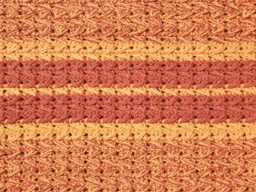 handmade vintage throw rugs set, bittersweet orange cotton thread crochet
