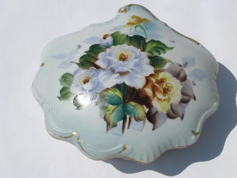 hand-painted Japan, vintage china dresser or vanity box for jewelry or trinkets