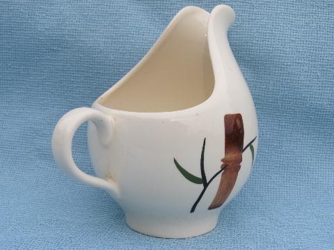 hand-painted bamboo cream pitcher, Stetson pottery American Heritage