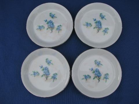 hand-painted forget-me-nots, vintage Japan fine china coasters set