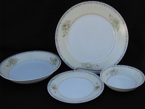 hand-painted vintage Japan china, service for 6 plates & bowls in two sizes