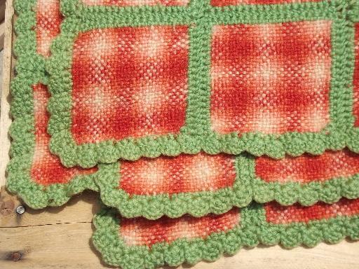 hand-woven ombre squares wool throw blanket, vintage weave-it afghan
