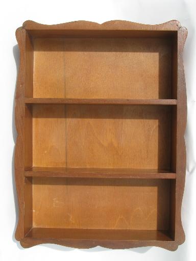 hardwood wall box hanging shelf, cottage whatnot shelves, 50s vintage