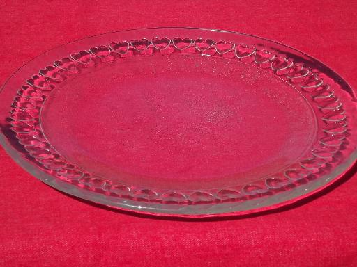 hearts border Pilgrim glass holiday cake plate or round serving tray