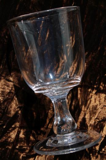 heavy antique glass goblets, 1800s vintage flint glass water glasses set of 4