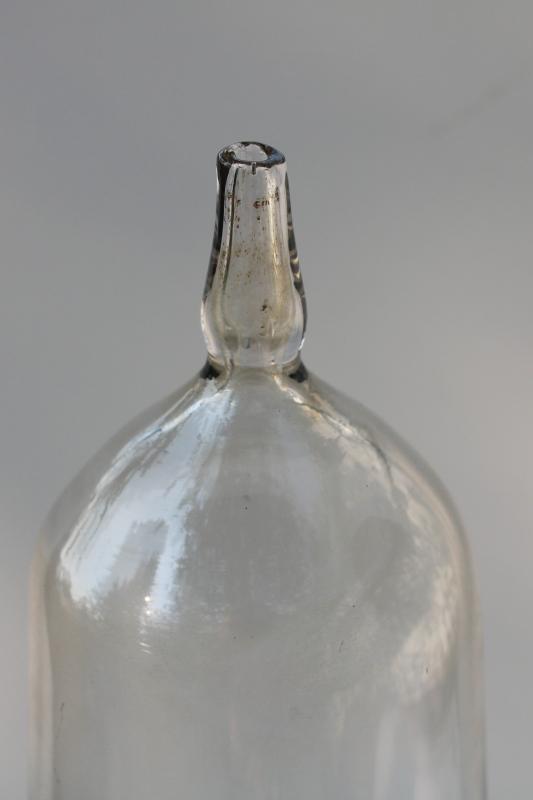 heavy old lab glass vessel or bell jar, upcycled repurposed cloche display dome 