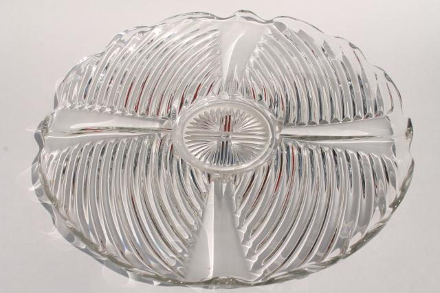 heavy pressed pattern glass cake plate or torte plate, 303 line vintage Indiana glass