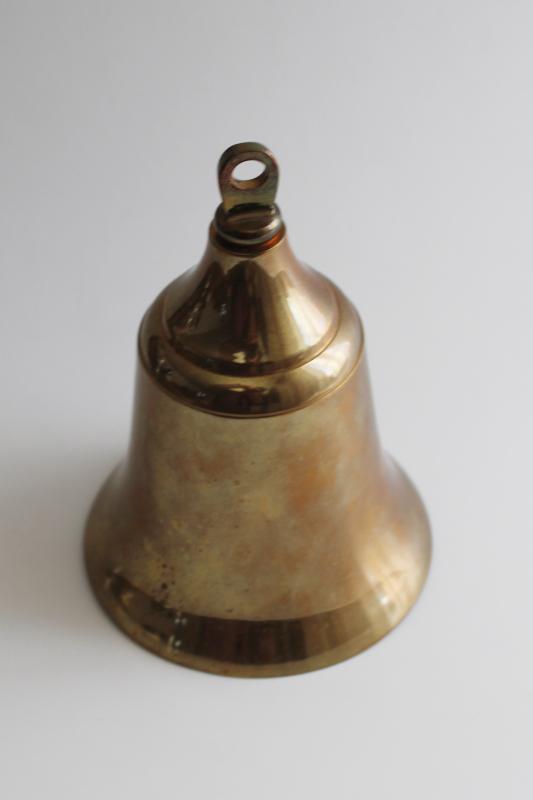 heavy solid brass bell, vintage doorbell, school bell, garden temple bell?