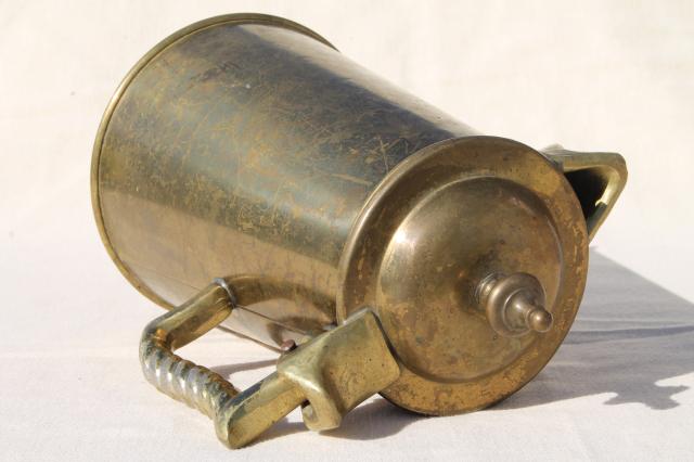 heavy solid brass coffee pot, vintage Colonial Virginia Metalcrafters coffeepot