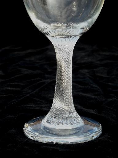 heavy twist stem water glasses, hand-blown glass goblets w/ twisted stems