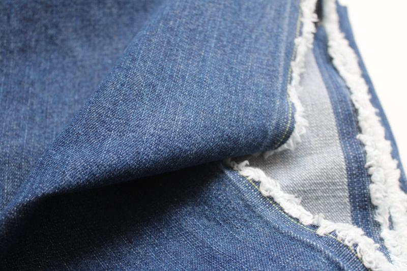 heavy vintage all cotton denim fabric 58 inches wide classic blue jeans color