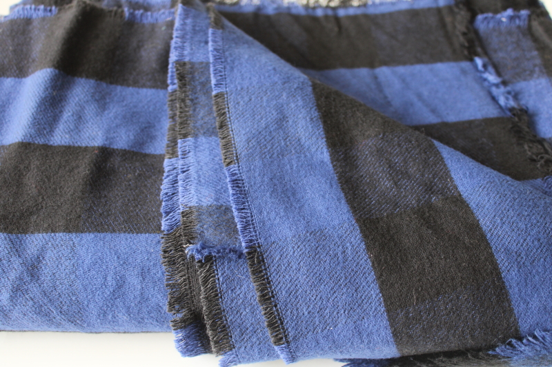 heavyweight cotton flannel, blue  black buffalo checked plaid shirt jacket fabric