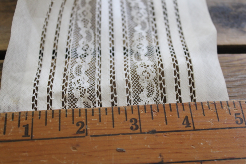 heirloom sewing vintage lace insertion, wide band white cotton lawn w/ inset lace