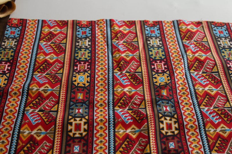 hippie vintage Indian blanket striped print cotton denim fabric for retro jeans, vest or pants