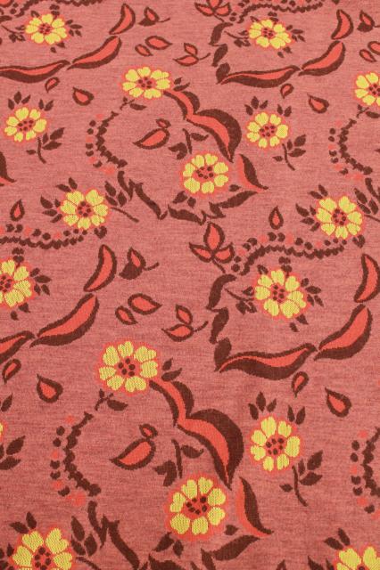 hippie vintage doubleknit fabric, folk art flower power bohemian style double knit
