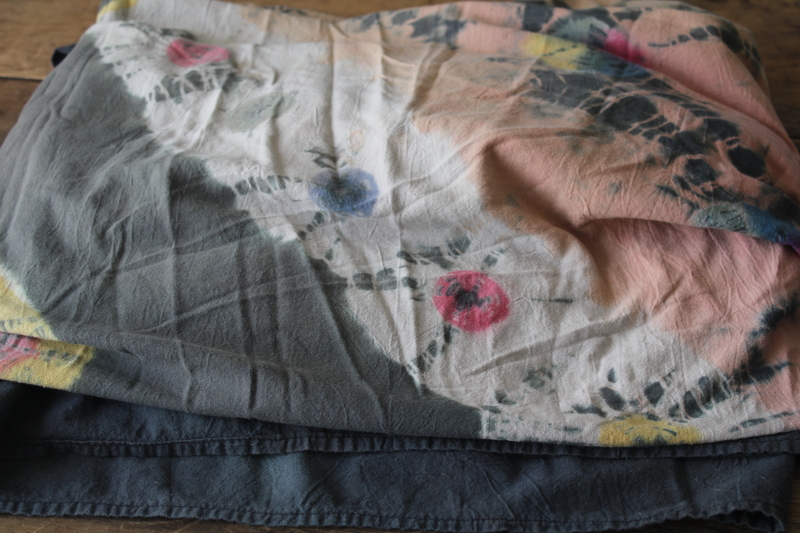 hippie vintage tie dye cotton bedspread, curtain or tablecloth, 1970s retro festival style