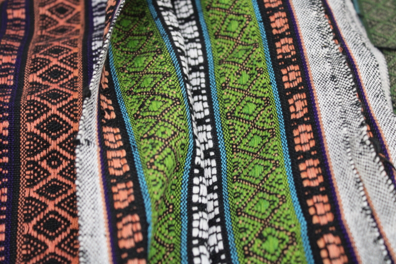 hippie vintage woven stripe cotton fabric lot, ethnic style southwest colors