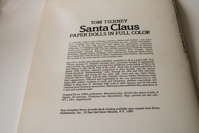 history & costume of Santa Claus paper dolls, 80s vintage Dover book Tom Tierney
