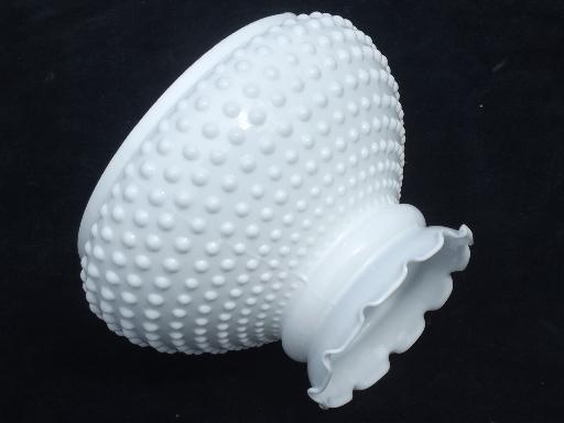hobnail milk glass shade for student lamp, vintage replacement shade