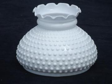 hobnail milk glass shade for student lamp, vintage replacement shade