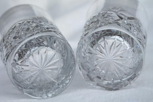 hobstar brilliant cut crystal glass tumblers, vintage cordial glasses