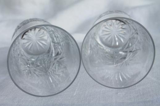 hobstar brilliant cut crystal glass tumblers, vintage cordial glasses