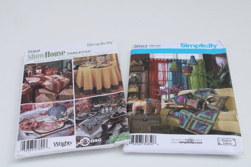 home decorator sewing patterns lot, curtains, kitchen accessories, outdoor decor