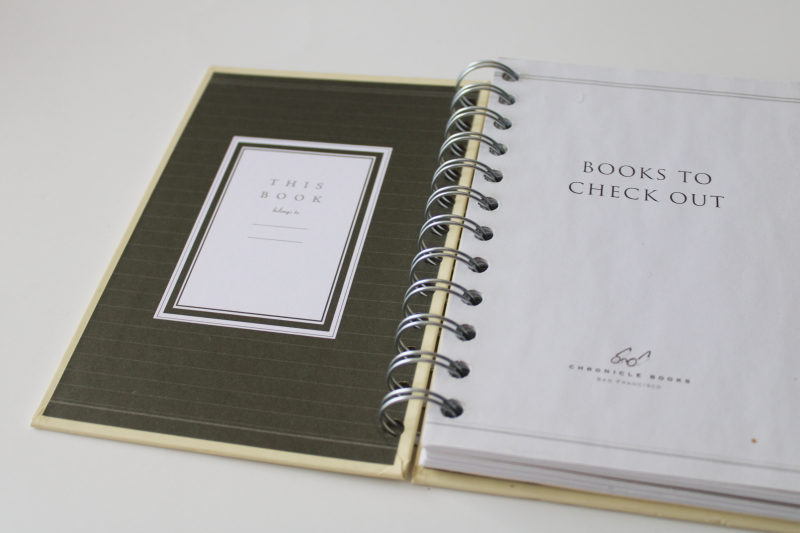 home library record book / readers journal of books to read, books lent