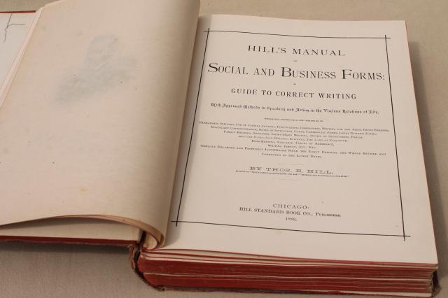 huge antique book, beautiful 1880s manual of letter writing for social & business letters