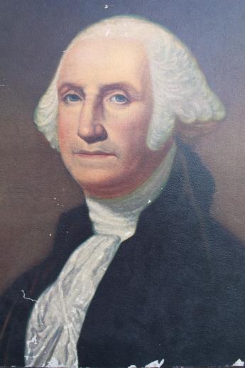 huge antique frame with early 1900s vintage George Washington portrait print