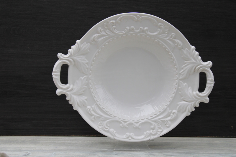 huge baroque style round plate w/ tray handles, Intrada Italy earthenware ceramic serving dish