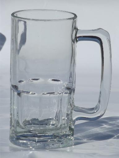 huge glass beer steins, vintage tavern mugs for Oktoberfest ale & cider