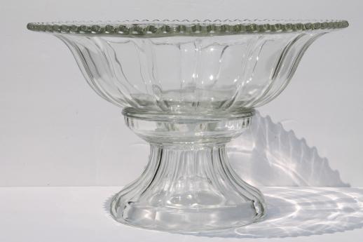 huge glass punch bowl w/ separate pedestal stand, wedding caterer punch bowl