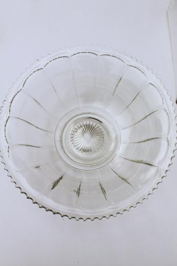 huge glass punch bowl w/ separate pedestal stand, wedding caterer punch bowl