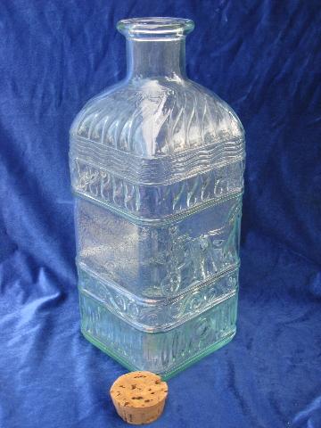 huge glass water bottle or kitchen canister storage jar, made in Italy