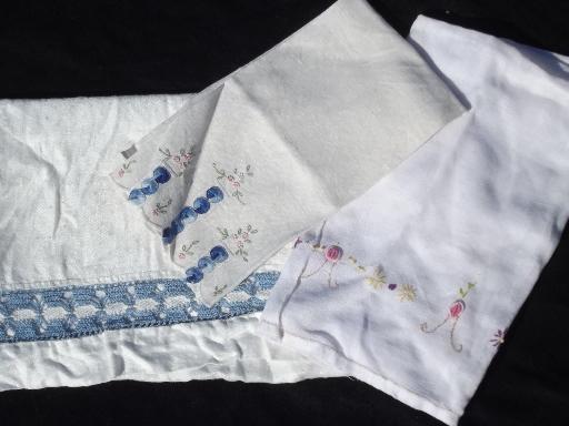 huge lot 20 vintage cotton and linen towels w/ embroidery and crochet lace