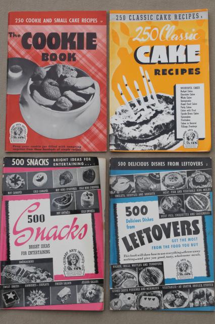 huge lot 60+ vintage cookbooks 1930s to 70s, retro meals & advertising recipe booklets