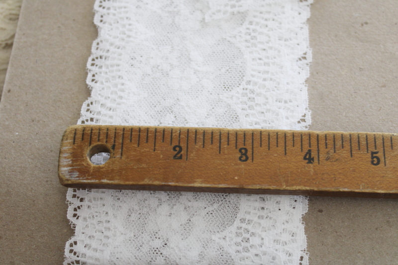 huge lot new old stock bolts of vintage lace edging, ruffled trims for sewing crafts