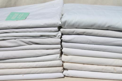 huge lot of plain white cotton bedsheets, flat bed sheets, vintage bedding